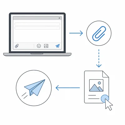 Diagram of attaching a file to an email and sending it.