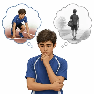 A disappointed competitor considers whether to try again or give up.