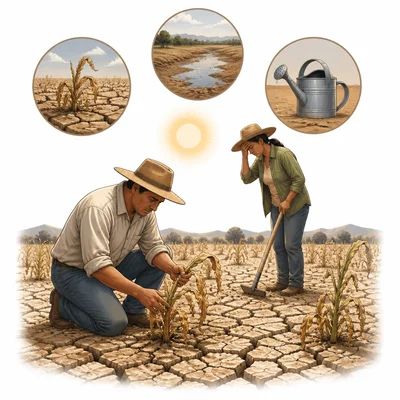 Farmers struggle to keep crops alive during a drought.