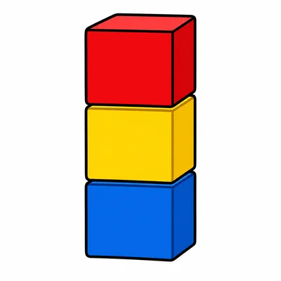 Three cubes stacked neatly.