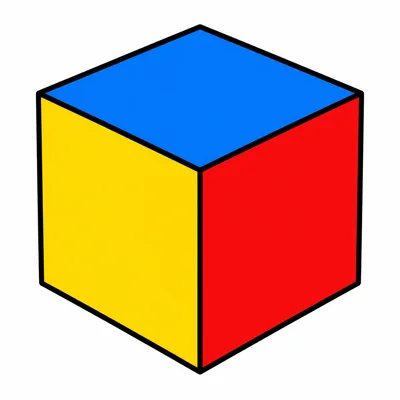 A cube-shaped box with flat square faces.