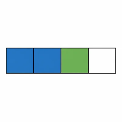 A fraction bar divided into fourths with three of four sections shaded in two colors.