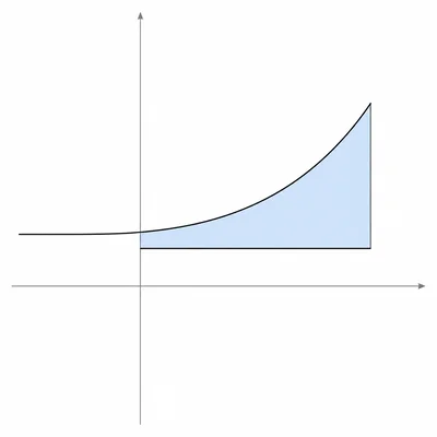 Exponential curve above a horizontal line with the bounded area shaded.