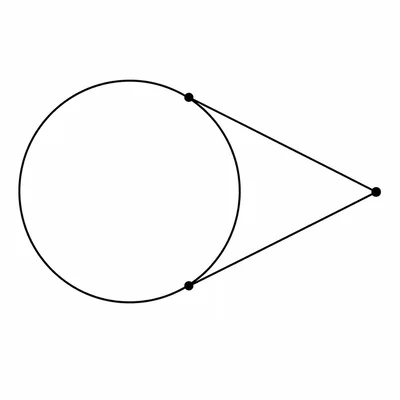 Two tangent segments drawn from the same exterior point to a circle.