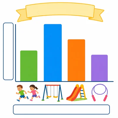 An unlabeled playground games bar graph with icons for each game.