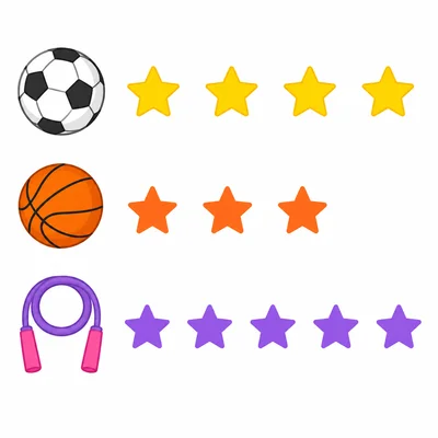 A recess pictograph with stars for soccer, basketball, and jump rope.