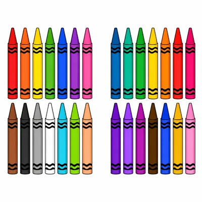 Fourteen crayons on the left and fourteen crayons on the right.