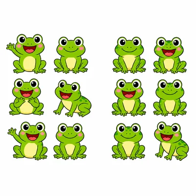 Six frogs on the left and six frogs on the right.