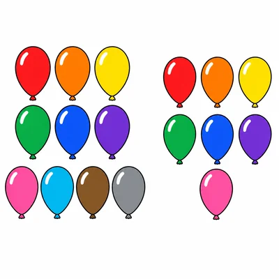Ten balloons on the left and seven balloons on the right.