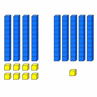 Two base-ten block groups showing 48 and 51.