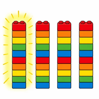 Four bundles of crayons with the first bundle highlighted