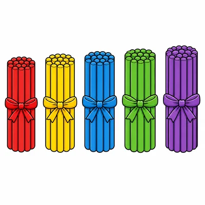 Five baskets each holding a group of counters