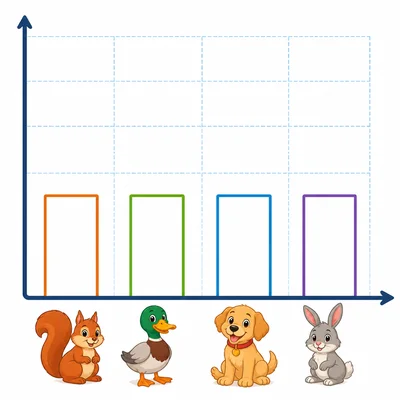 Blank bar graph template with separated bar spaces and park animal icons.