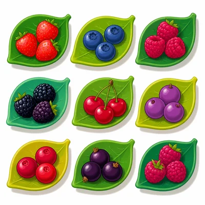 Nine dishes with three berries in each dish.
