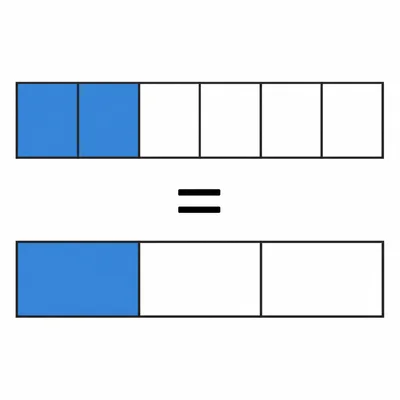Two fraction bars show two sixths and one third as the same shaded amount.