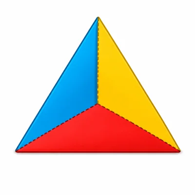 A triangular pyramid with triangular faces.