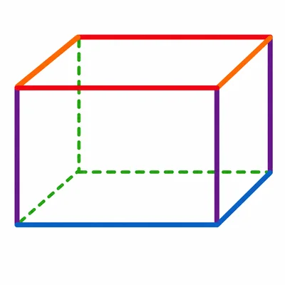 A rectangular prism with its edges highlighted.