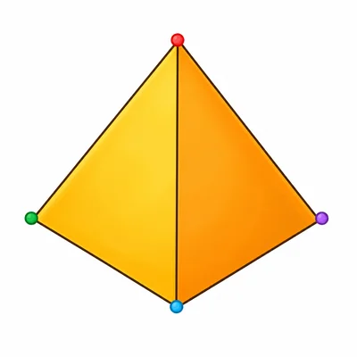 A square pyramid with its vertices marked by dots.