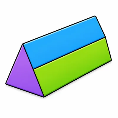 A triangular prism with triangle ends and rectangle sides.