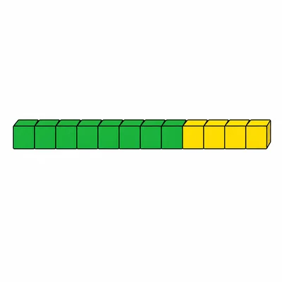 Eight green blocks next to four yellow blocks