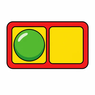 One green ball next to an empty space