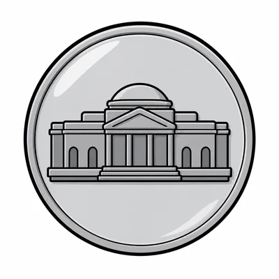 A silver nickel coin.