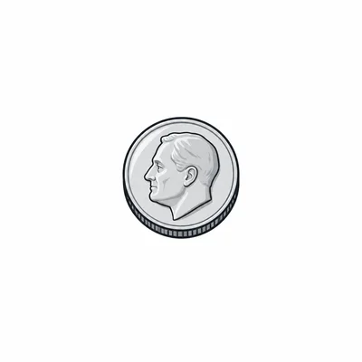 A small silver dime coin.