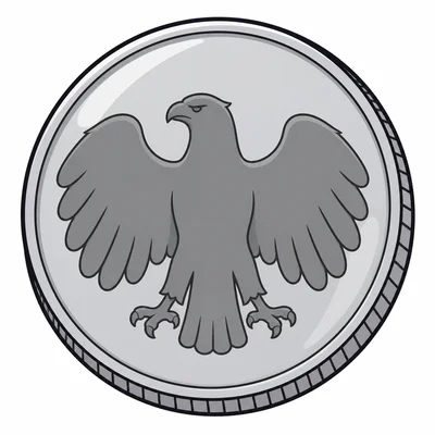 A large silver quarter coin.