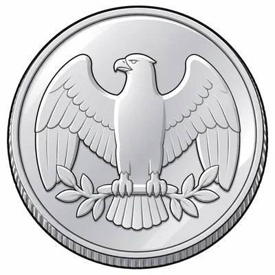 A large silver coin.