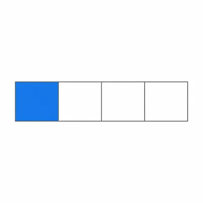 A bar divided into four equal parts with one part shaded.