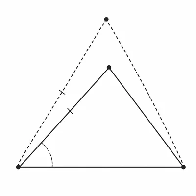 Ambiguous triangle setup with one solid triangle and a dashed alternate position.