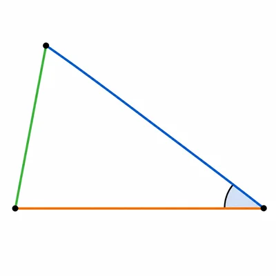 Scalene triangle with all sides highlighted and one opposite angle marked.