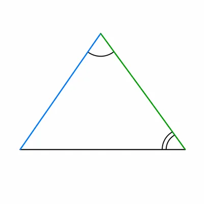 Triangle with two marked angles and two corresponding opposite sides highlighted.