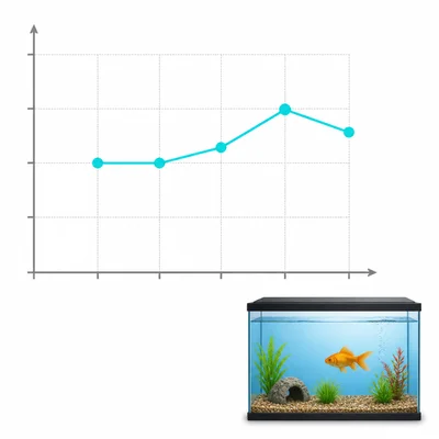 Unlabeled aquarium temperature line graph with a flat segment at the beginning.