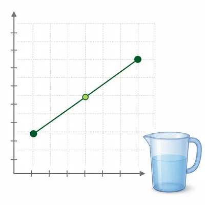 Unlabeled line segment graph with a highlighted midpoint between two increasing points.