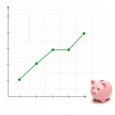 Unlabeled savings line graph with a flat segment between the third and fourth points.