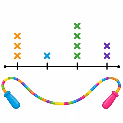 Line plot with jump rope decoration and cross marker stacks.