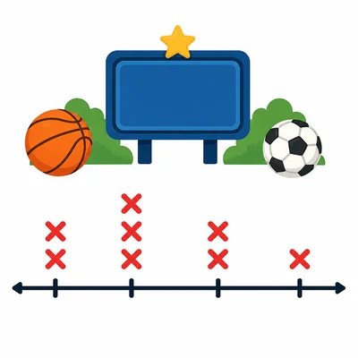 Line plot with game-themed icons and cross marker stacks.