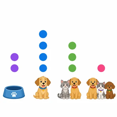 Pet dot plot with animal icons and stacks of dots.