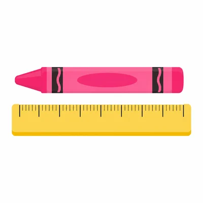 A crayon next to a small ruler with tick marks.