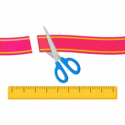 A ribbon with a small cut-off piece separated from the remaining ribbon.