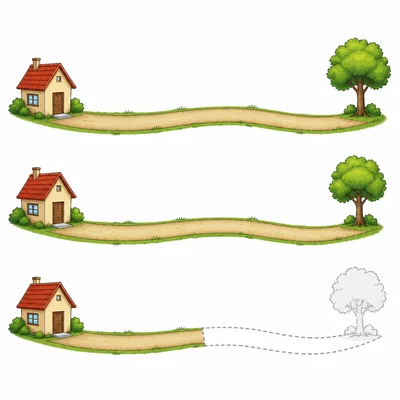 Path strips showing two full distances and half of another distance shaded.