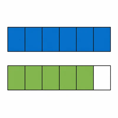 Fraction bars showing one whole and five sixths shaded.