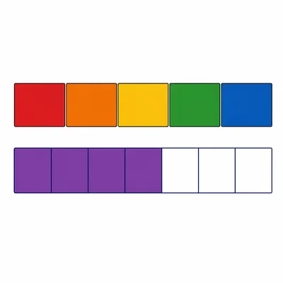 Fraction bars showing five wholes and four sevenths shaded.