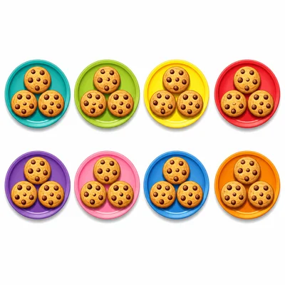 Equal groups of cookies arranged to show multiplication.