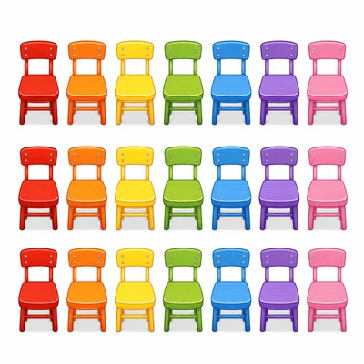 Chairs arranged in equal rows.