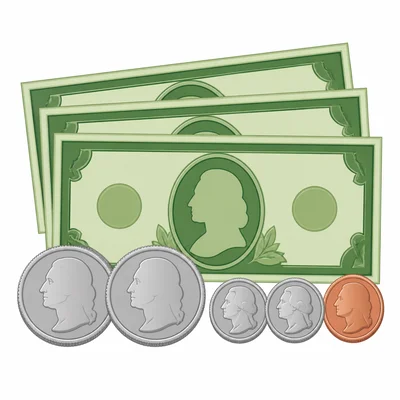 Three bills, two quarters, two dimes, and one penny.