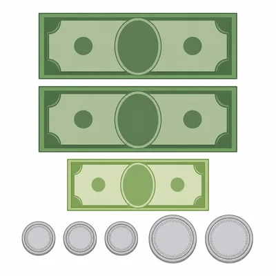 Two five-dollar bills, one one-dollar bill, three dimes, and two nickels.