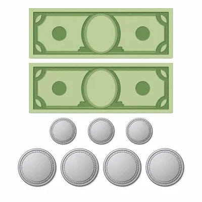 Two bills, three dimes, and four nickels.