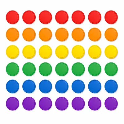 Forty-two counters shown as 6 equal groups of 7.